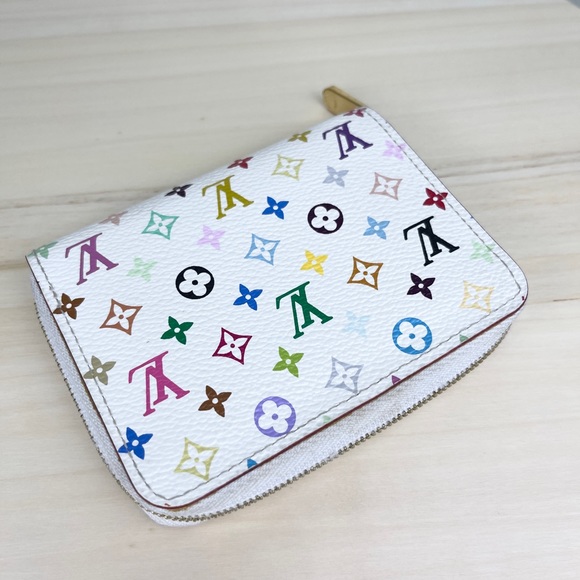 LOUIS VUITTON MONOGRAM MULTICOLOR ZIPPY COIN PURSE WALLET WHITE - Picture 9 of 15